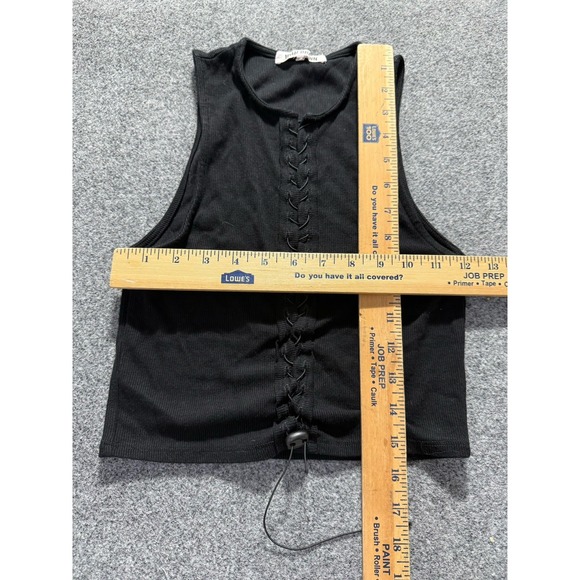 Joah Brown Ribbed Black Tank Top Corded Front size S/M - Picture 5 of 5